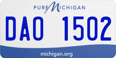 MI license plate DAO1502