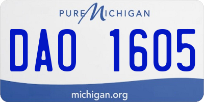 MI license plate DAO1605