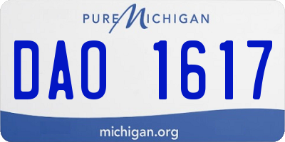 MI license plate DAO1617