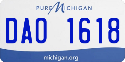 MI license plate DAO1618