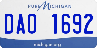 MI license plate DAO1692