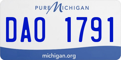 MI license plate DAO1791