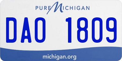 MI license plate DAO1809