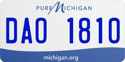 MI license plate DAO1810
