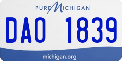 MI license plate DAO1839