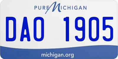 MI license plate DAO1905