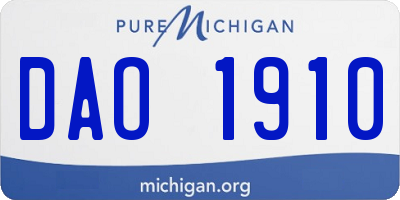MI license plate DAO1910