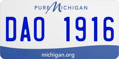 MI license plate DAO1916