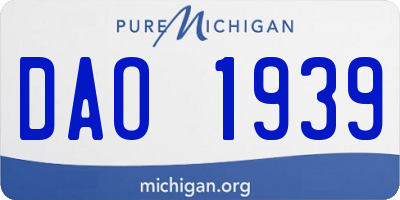MI license plate DAO1939