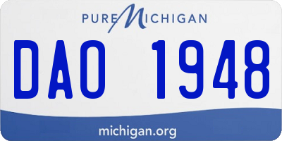 MI license plate DAO1948