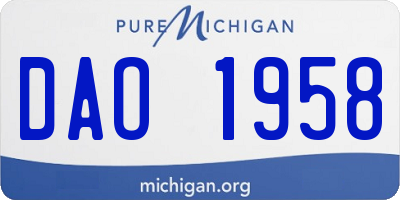 MI license plate DAO1958