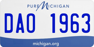 MI license plate DAO1963