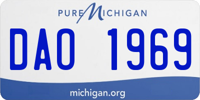 MI license plate DAO1969