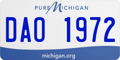 MI license plate DAO1972