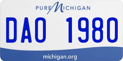 MI license plate DAO1980