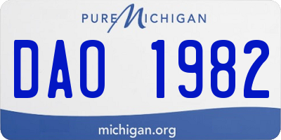 MI license plate DAO1982