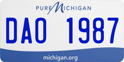 MI license plate DAO1987