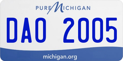 MI license plate DAO2005