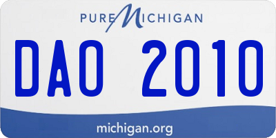 MI license plate DAO2010