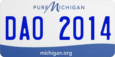 MI license plate DAO2014