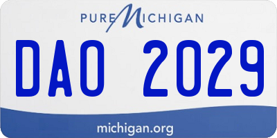 MI license plate DAO2029