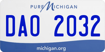 MI license plate DAO2032