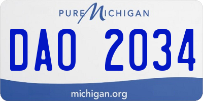 MI license plate DAO2034