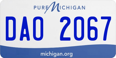MI license plate DAO2067