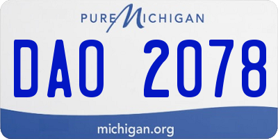 MI license plate DAO2078