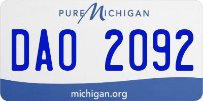 MI license plate DAO2092