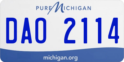MI license plate DAO2114
