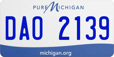 MI license plate DAO2139