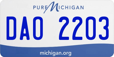MI license plate DAO2203