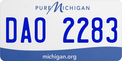MI license plate DAO2283