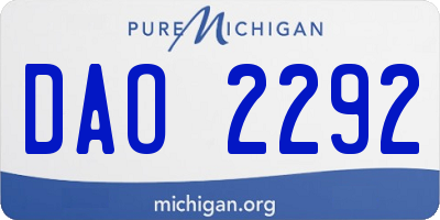 MI license plate DAO2292