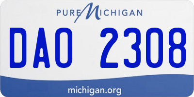 MI license plate DAO2308
