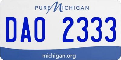 MI license plate DAO2333