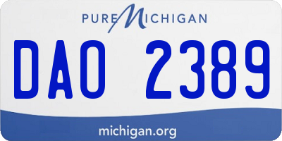 MI license plate DAO2389