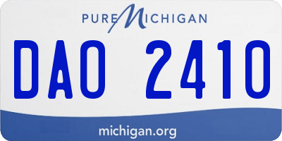 MI license plate DAO2410