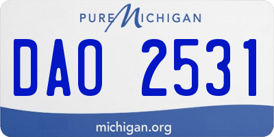 MI license plate DAO2531
