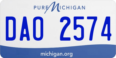 MI license plate DAO2574