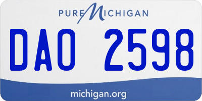 MI license plate DAO2598