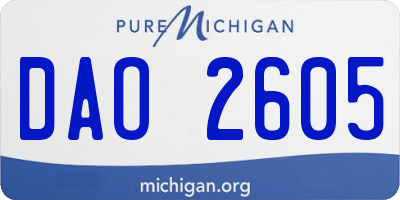 MI license plate DAO2605