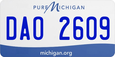 MI license plate DAO2609