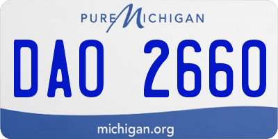 MI license plate DAO2660