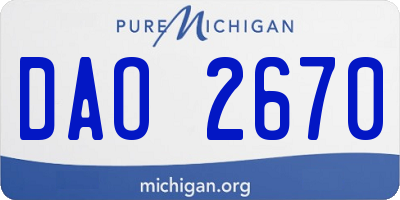 MI license plate DAO2670
