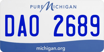 MI license plate DAO2689