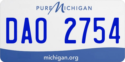 MI license plate DAO2754