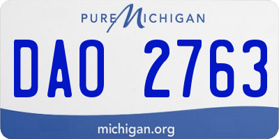 MI license plate DAO2763