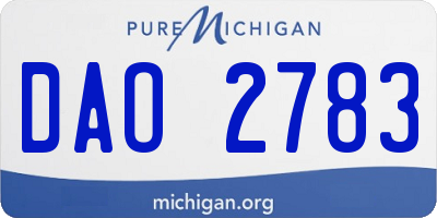MI license plate DAO2783